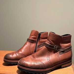 Brown boots. Rubber non slip soles.
